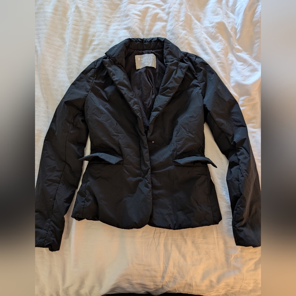 Athleta Black Quilted Puff Blazer Jacket